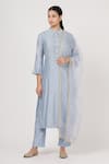 Buy_Adara Khan_Silver Chanderi Embroidered Kurta Set For Women_Online_at_Aza_Fashions