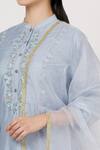 Adara Khan_Silver Chanderi Embroidered Kurta Set For Women_at_Aza_Fashions