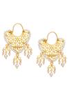 Zariin Gold Plated Pearls, Beads Hoop Danglers Online at Aza Fashions Zariin_Gold Plated Pearls, Beads Hoop Danglers _Online_at_Aza_Fashions