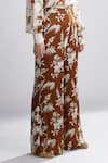 Koai_Brown Silk Floral Print Pant For Kids_Online_at_Aza_Fashions