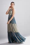 Buy_KoAi_White Chiffon Striped Tiered Maxi Dress _Online_at_Aza_Fashions