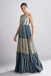 Shop_KoAi_White Chiffon Striped Tiered Maxi Dress _Online_at_Aza_Fashions