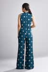 Shop_Koai_Green Cotton Silk Polka Dot Jumpsuit _at_Aza_Fashions