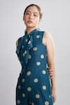 Shop_Koai_Green Cotton Silk Polka Dot Jumpsuit _Online_at_Aza_Fashions