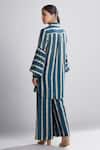 Shop_Koai_Green Chanderi Silk Striped Shirt Tunic _at_Aza_Fashions