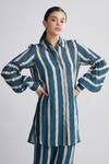 Buy_Koai_Green Chanderi Silk Striped Shirt Tunic _at_Aza_Fashions