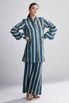 Koai_Green Chanderi Silk Striped Shirt Tunic _Online_at_Aza_Fashions
