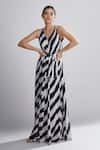 Buy_KoAi_White Silk Striped Maxi Dress _Online_at_Aza_Fashions