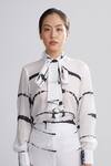 Buy_KoAi_White Cotton Silk Shibori Bow Top _at_Aza_Fashions