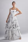 Buy_KoAi_White Chiffon Shibori Layered Maxi Dress _at_Aza_Fashions