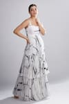 KoAi_White Chiffon Shibori Layered Maxi Dress_Online_at_Aza_Fashions