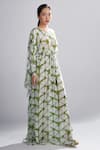 KoAi_White Chiffon Shibori Kaftan _Online_at_Aza_Fashions