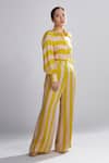 Buy_Koai_Yellow Silk Striped Pant For Kids_at_Aza_Fashions