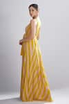 Shop_KoAi_Yellow Georgette Striped Maxi _at_Aza_Fashions