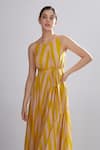 Shop_KoAi_Yellow Georgette Striped Maxi _Online_at_Aza_Fashions