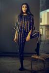 Buy_Shorshe Clothing_Blue Striped Handloom Cigarette Pant_at_Aza_Fashions