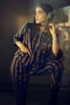 Shorshe Clothing_Blue Striped Handloom Cigarette Pant_Online_at_Aza_Fashions