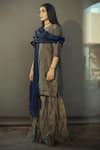 Shorshe Clothing_Brown Handloom Tissue Kurta Set_Online_at_Aza_Fashions