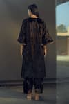 Shorshe Clothing_Black Velvet Notched Embroidered Kurta And Pant Set _Online_at_Aza_Fashions