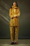 Buy_Shorshe Clothing_Gold Handloom Tissue Lapel Blazer And Pant Set _Online_at_Aza_Fashions