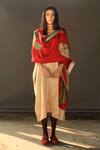 Buy_Shorshe Clothing_Red Silk Brocade Stole _at_Aza_Fashions