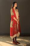 Shorshe Clothing_Red Silk Brocade Stole _Online_at_Aza_Fashions