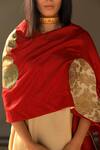 Shop_Shorshe Clothing_Red Silk Brocade Stole _at_Aza_Fashions