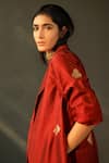 Shorshe Clothing_Red Banarasi Brocade Silk Lapel Jacket _Online_at_Aza_Fashions