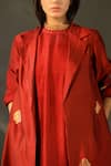 Buy_Shorshe Clothing_Red Banarasi Brocade Silk Lapel Jacket _Online_at_Aza_Fashions