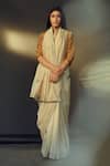 Shop_Shorshe Clothing_White Saree Handloom Chanderi Blouse Tissue Embroidered _at_Aza_Fashions