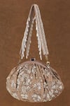 Shop Lovetobag Beige Crystals, Pearls, Beads Siah Floral Kundan Embellished Clutch at Aza Fashions Shop_Lovetobag_Beige Crystals, Pearls, Beads Siah Floral Kundan Embellished Clutch _at_Aza_Fashions