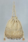 Lovetobag_Gold Crystals, Beads Opal Tassel Potli Bag _Online_at_Aza_Fashions