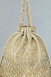 Lovetobag_Gold Crystals, Beads Opal Tassel Potli Bag _at_Aza_Fashions