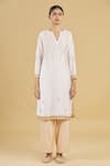 Rahul Singh_White Net, Chanderi Silk Embroidered Kurta Set_Online_at_Aza_Fashions