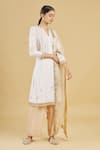 Buy_Rahul Singh_White Net, Chanderi Silk Embroidered Kurta Set_Online_at_Aza_Fashions