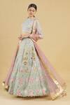 Buy_Rahul Singh_Blue Net, Chanderi Silk Embroidered Bridal Lehenga Set _at_Aza_Fashions