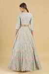 Shop_Rahul Singh_Blue Net, Chanderi Silk Embroidered Bridal Lehenga Set _at_Aza_Fashions