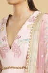 Rahul Singh_Pink Net, Chanderi Silk Embroidered Anarkali With Dupatta_at_Aza_Fashions