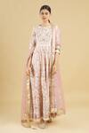 Buy Rahul Singh Pink Net, Chanderi Silk Embroidered Anarkali With Dupatta Online at Aza Fashions Buy_Rahul Singh_Pink Net, Chanderi Silk Embroidered Anarkali With Dupatta_Online_at_Aza_Fashions