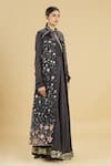 Shop_Rahul Singh_Blue Velvet Cotton Silk Gown With Embroidered Jacket _Online_at_Aza_Fashions