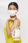 Buy_Arpan Vohra_White Mirrors, Pearls Chikankari Embroidered Potli Bag With Face Mask  _Online_at_Aza_Fashions