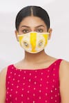 Shop_Arpan Vohra_Yellow Embroidery, Pearls Chikankari Potli Bag With Face Mask _at_Aza_Fashions