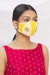 Arpan Vohra_Yellow Embroidery, Pearls Chikankari Potli Bag With Face Mask _Online_at_Aza_Fashions