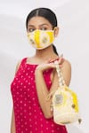 Buy_Arpan Vohra_Yellow Embroidery, Pearls Chikankari Potli Bag With Face Mask _at_Aza_Fashions