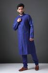 Minaki_Blue Poly Silk Pintuck Kurta Set _Online_at_Aza_Fashions