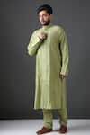 MINAKI_Green Poly Silk Pintuck Kurta Set _Online_at_Aza_Fashions