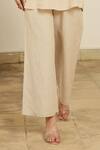 Shop_Linen Bloom_Beige 100% Linen Pleated Tunic _Online_at_Aza_Fashions