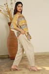 Buy_Linen Bloom_Beige 100% Linen Pleated Pant _at_Aza_Fashions