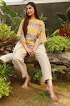 Buy_Linen Bloom_Beige 100% Linen Pleated Pant _Online_at_Aza_Fashions