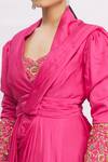 Nitika Kanodia Gupta_Pink Cowl Draped Saree Gown For Women_at_Aza_Fashions